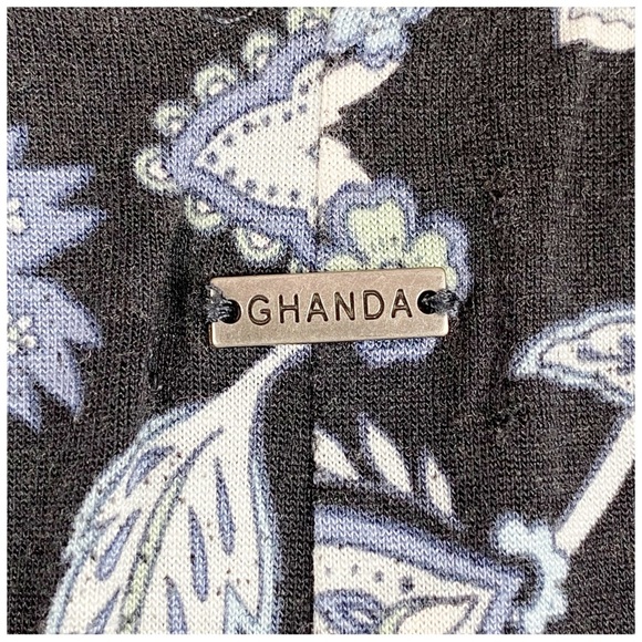 Ghanda Co. Rosa Blue Paisley Knit Flare Pants Size 8 - Picture 7 of 12